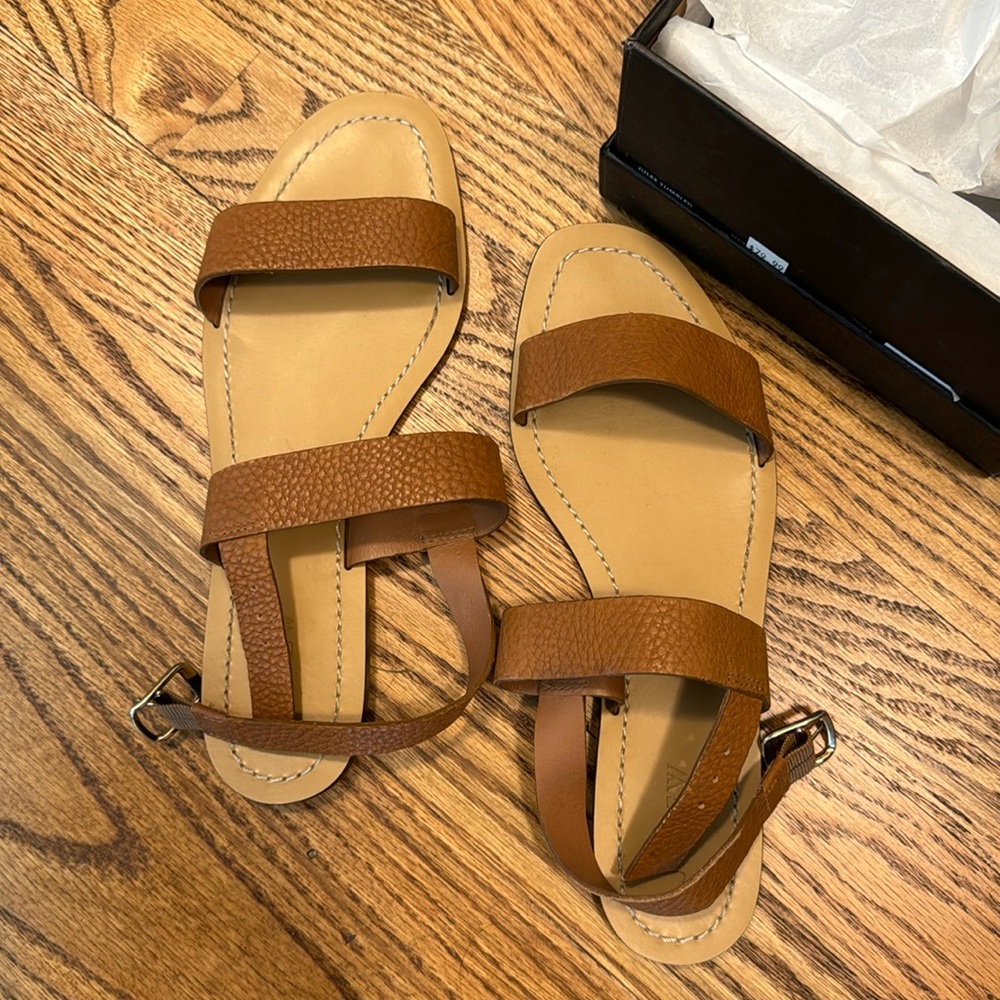 Jcrew Jules tumbled leather sandals 9.5